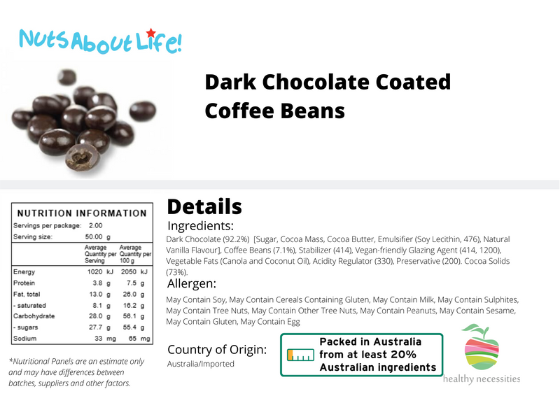 Dark Chocolate Coffee Beans Nutritional Information