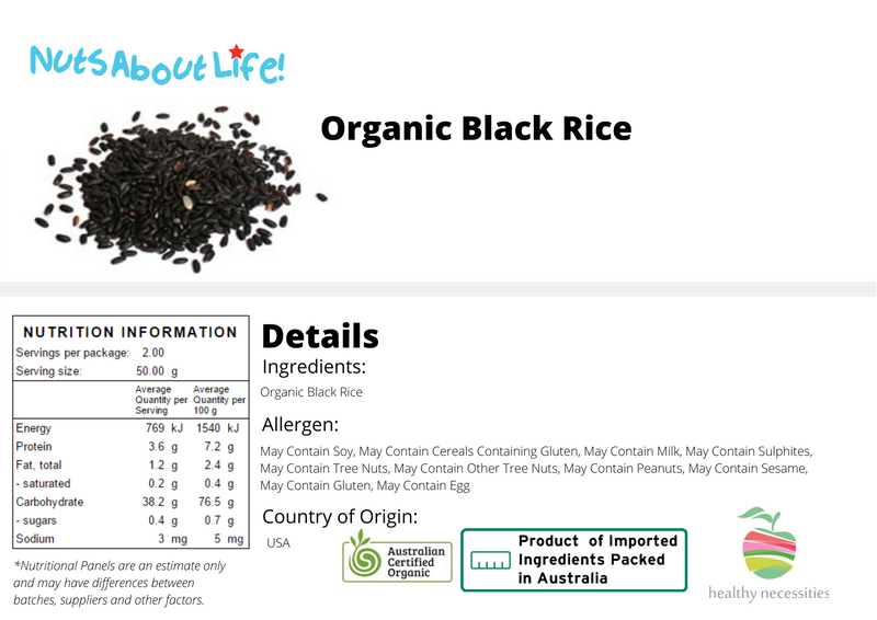 Organic Black Rice Nutritional Information