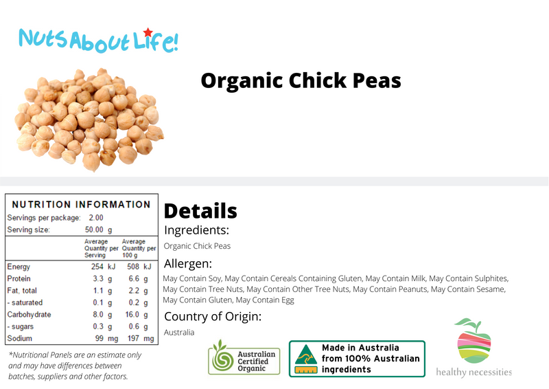 Organic Chickpeas Nutritional Information