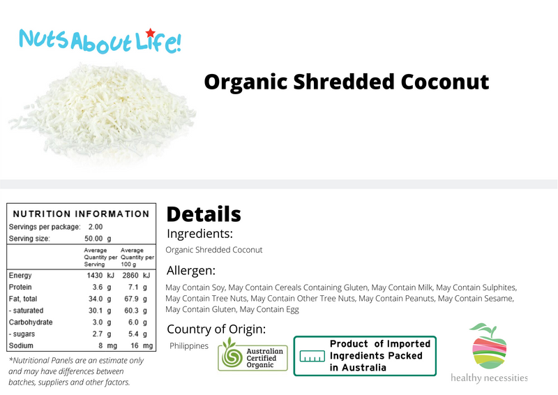 Organic Shredded Coconut Nutritional Information