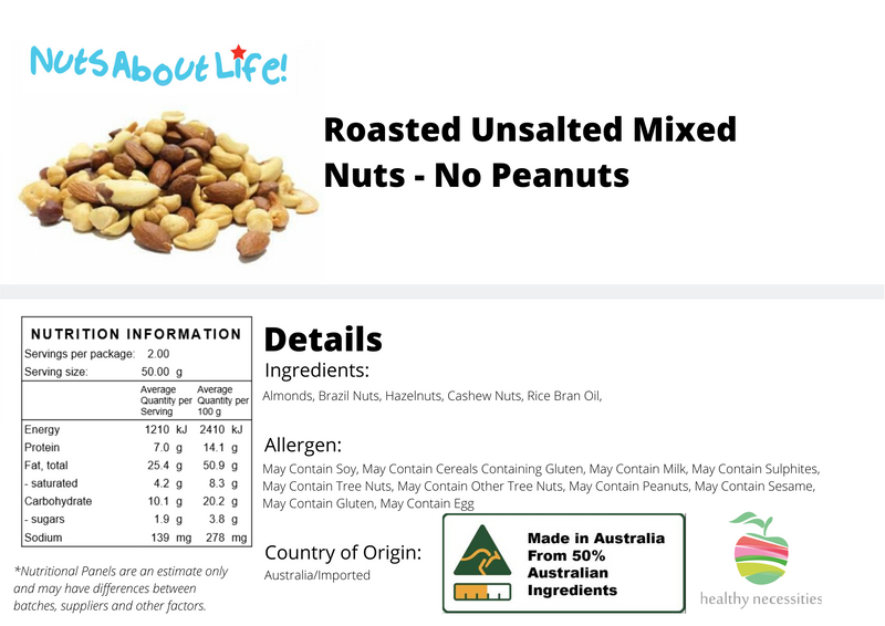 Roasted Unsalted Mixed Nuts Nutritional Information