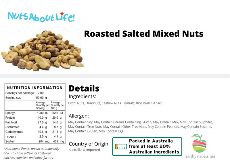 Roasted Mixed Nuts Salted Nutrition